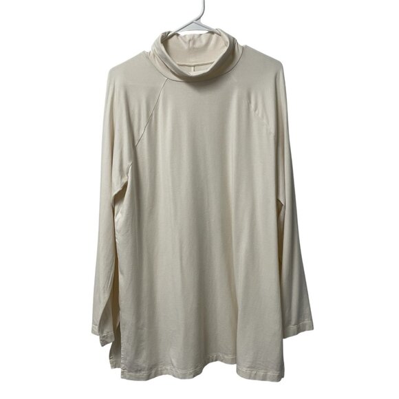 J JILL TUNIC TURTLENECK STRETCH SUPIMA LAYERING BASIC NEUTRAL LAGENLOOK SIZE L - Picture 1 of 6